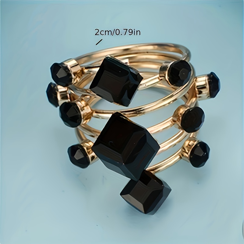 Vintage Rhinestone Geometric Ring for Women Parties